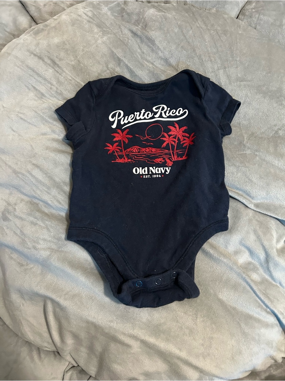 Old Navy Navy Baby One-Piece Bodysuit with Red Puerto Rico Graphic